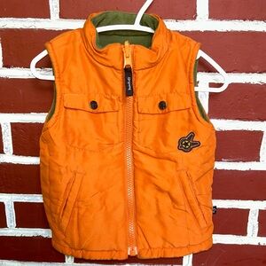 Bunkids | reversible vest orange and olive green fleece | size 2